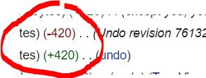 +420 -420 in the edit log screen