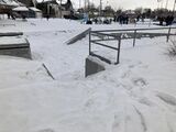 the skate board's natural habitat is a skate park like this one. unfortunately, this one is covered in snow, so the skate boards had to migrate.
