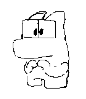 an uni touching its two appendages together