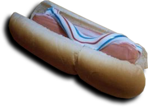 hot dog with toothpaste condiment applied