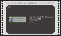 An in-game screenshot depicting a user acquiring a lego star wars III the clone wars for the xbox 360 custom userbox as an Item Crate reward.