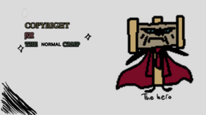 It's a drawing of Copyright, a silly god and brown judge's gavel with a red tie and illustrious cape (pictured right). Penguin is a penguin (pictured somewhere).